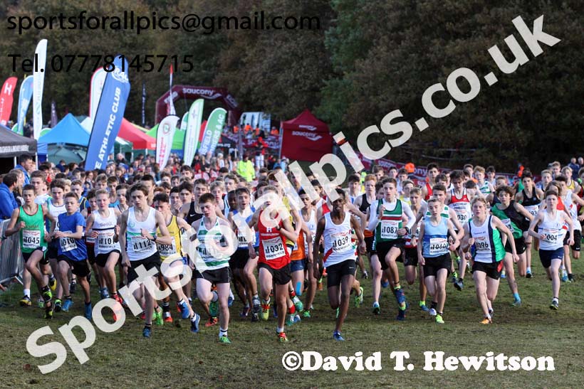 Boys under-15s National Cross Country Relay, Berry Hill Park, Mansfield. Photo:  David T. Hewitson/Sports for All Pics